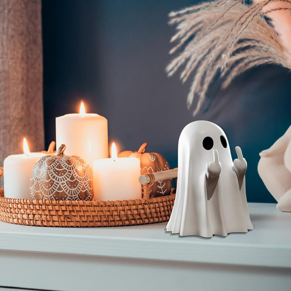 Halloween Ghost Figurine - Spooky Resin Ghost Statue, Cute Ghost Decor for Halloween Decorations, Porch and Indoor Spooky Home Decor (Ghost (1 Figurine))